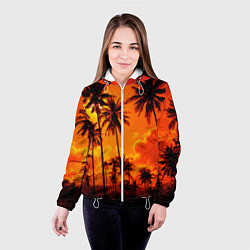 Куртка с капюшоном женская ТРОПИЧЕСКИЕ ПАЛЬМЫ, цвет: 3D-белый — фото 2