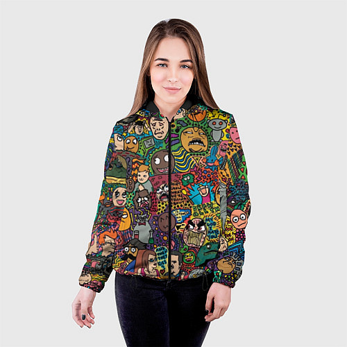 Женская куртка Цветные мемы из ВК / 3D-Черный – фото 4