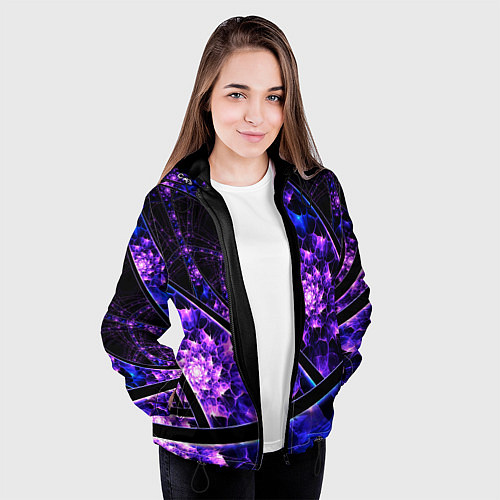 Женская куртка Фрактал линии / 3D-Черный – фото 3