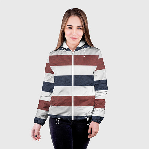 Женская куртка Полоски / 3D-Белый – фото 4