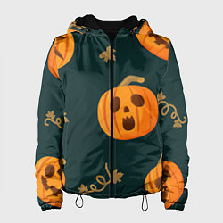 Куртка с капюшоном женская Осенние тыквы, цвет: 3D-черный