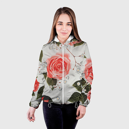 Женская куртка Нежные розы / 3D-Белый – фото 4