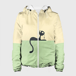 Женская куртка Чёрный кот на ярком фоне