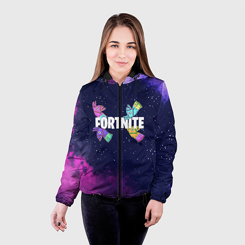 Женская куртка Ламы фортнайт в космосе / 3D-Черный – фото 4