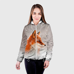 Куртка с капюшоном женская Лиса и снег, цвет: 3D-белый — фото 2