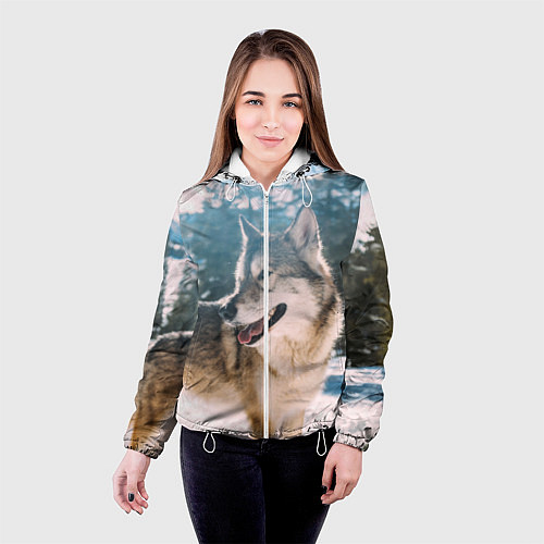 Женская куртка Волк и снег / 3D-Белый – фото 4