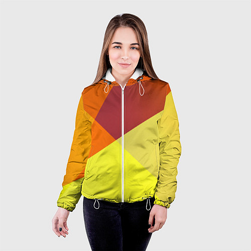 Женская куртка Оранжевые углы / 3D-Белый – фото 4