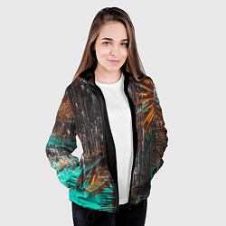 Куртка с капюшоном женская Palm glitch art, цвет: 3D-черный — фото 2