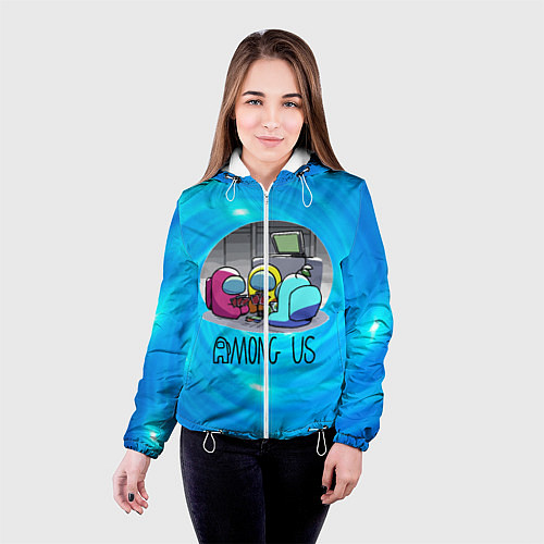Женская куртка Among Us карты / 3D-Белый – фото 4