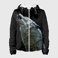 Куртка с капюшоном женская Воющий волк, цвет: 3D-белый