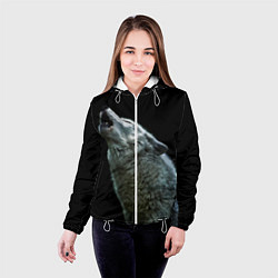 Куртка с капюшоном женская Воющий волк, цвет: 3D-белый — фото 2