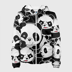 Куртка с капюшоном женская Смешные панды, цвет: 3D-белый