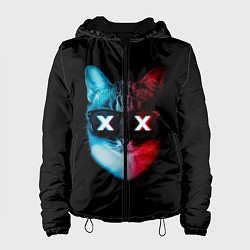 Куртка с капюшоном женская Кот XX, цвет: 3D-черный