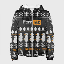 Куртка с капюшоном женская Christmas PornHub, цвет: 3D-белый