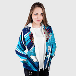 Куртка с капюшоном женская Клинок рассекающий демонов, цвет: 3D-белый — фото 2
