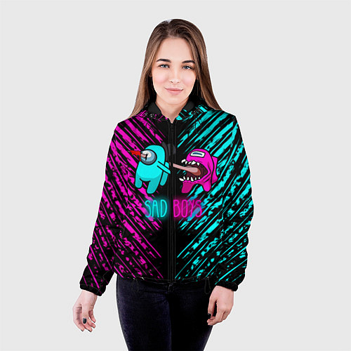 Женская куртка Among us sad boys / 3D-Черный – фото 4