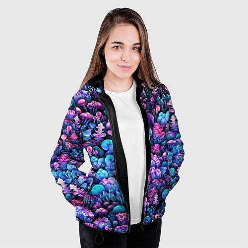 Женская куртка Волшебные грибы / 3D-Черный – фото 3