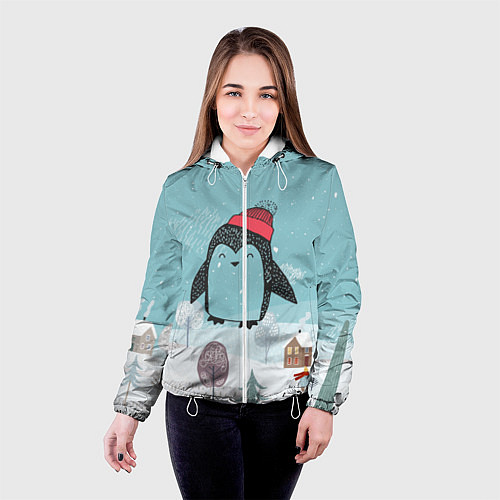 Женская куртка Милый пингвин / 3D-Белый – фото 4