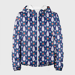 Куртка с капюшоном женская Новый Год, цвет: 3D-белый