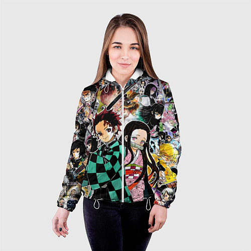 Женская куртка Клинок рассекающий демонов / 3D-Белый – фото 4