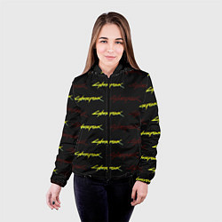 Куртка с капюшоном женская Cyberpunk 2077 паттерн, цвет: 3D-черный — фото 2