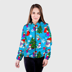 Куртка с капюшоном женская Новый год, цвет: 3D-черный — фото 2