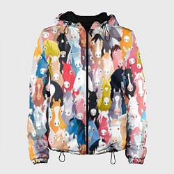 Куртка с капюшоном женская Цветные лошади, цвет: 3D-черный