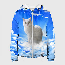 Куртка с капюшоном женская Кот в облаках, цвет: 3D-белый