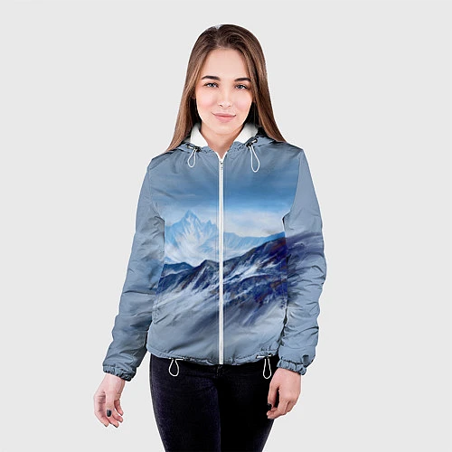 Женская куртка Серо-голубые горы / 3D-Белый – фото 4