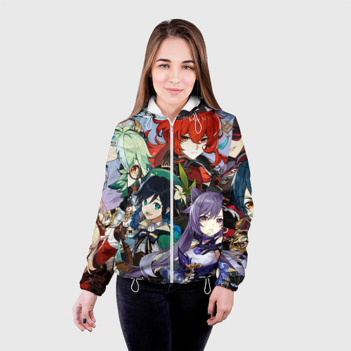 Женская куртка Персонажи Genshin Impact / 3D-Белый – фото 4