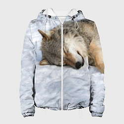Куртка с капюшоном женская Спящий Волк, цвет: 3D-белый