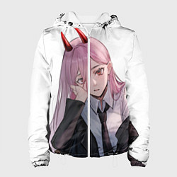 Куртка с капюшоном женская Человек Бензопила, цвет: 3D-белый