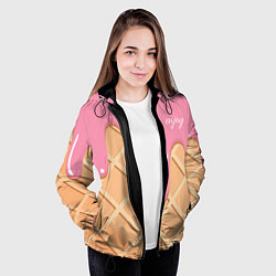 Куртка с капюшоном женская Мороженое Рожок, цвет: 3D-черный — фото 2