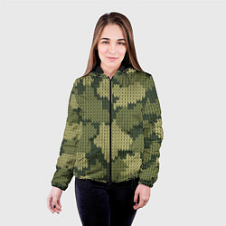 Куртка с капюшоном женская Вязаный принт милитари, цвет: 3D-черный — фото 2