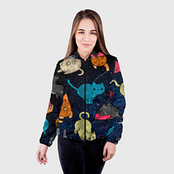 Куртка с капюшоном женская Космические котики, цвет: 3D-черный — фото 2