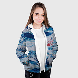 Куртка с капюшоном женская Холодная абстракция, цвет: 3D-белый — фото 2