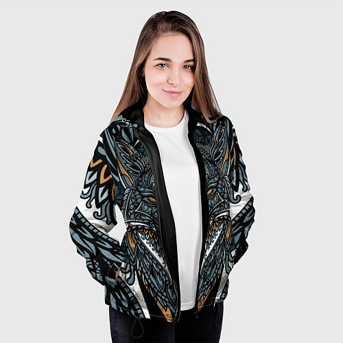 Женская куртка Рисунок лиса / 3D-Черный – фото 3