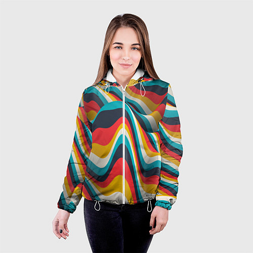 Женская куртка Цветные волны / 3D-Белый – фото 4