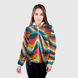 Куртка с капюшоном женская Цветные волны, цвет: 3D-белый — фото 2