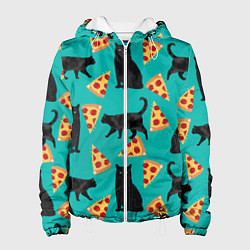 Куртка с капюшоном женская Котики и Пиццы, цвет: 3D-белый