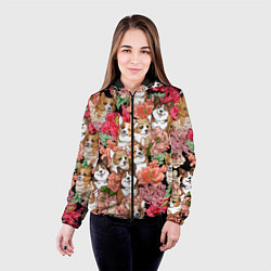 Куртка с капюшоном женская Корги & Цветы, цвет: 3D-черный — фото 2