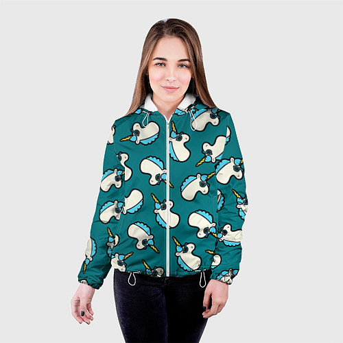 Женская куртка Крутые Единороги / 3D-Белый – фото 4