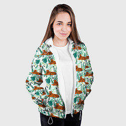 Куртка с капюшоном женская Цветы и Тигр Паттерн, цвет: 3D-белый — фото 2