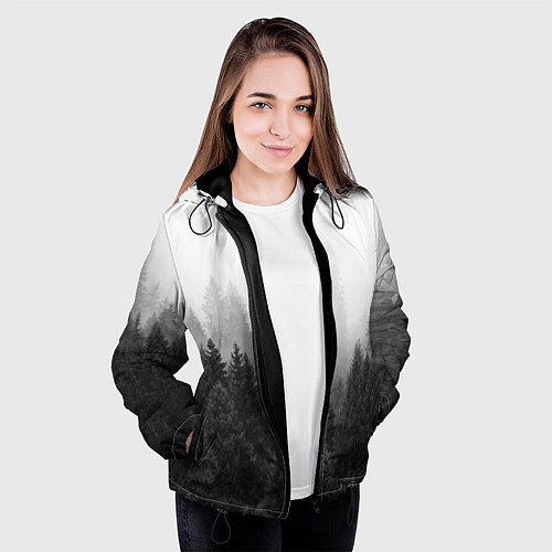 Женская куртка Туманный лес / 3D-Черный – фото 3