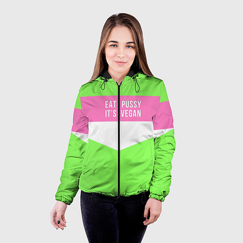 Женская куртка Eat pussy Its vegan / 3D-Черный – фото 4