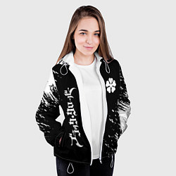 Куртка с капюшоном женская Черный клевер, цвет: 3D-белый — фото 2