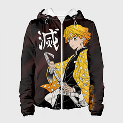 Куртка с капюшоном женская КЛИНОК РАССЕКАЮЩИЙ ДЕМОНОВ, цвет: 3D-белый