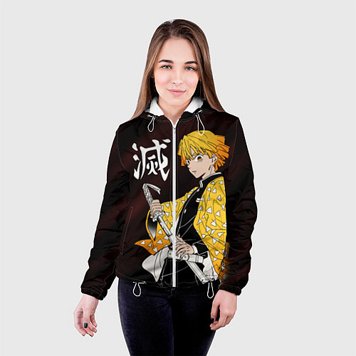 Женская куртка КЛИНОК РАССЕКАЮЩИЙ ДЕМОНОВ / 3D-Белый – фото 4