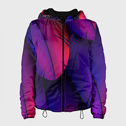 Куртка с капюшоном женская Фиолетовые Перья, цвет: 3D-черный