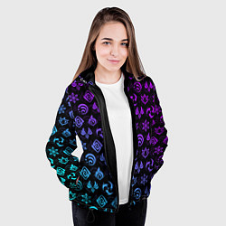 Куртка с капюшоном женская GENSHIN IMPACT NEON, цвет: 3D-черный — фото 2
